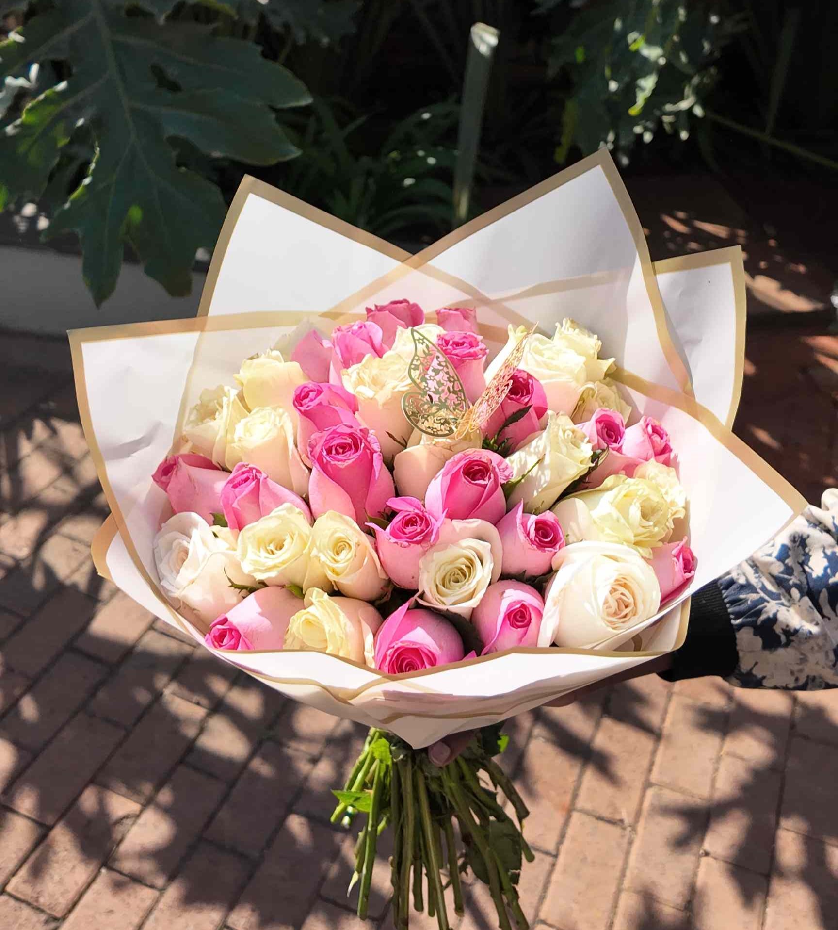 Pink & Cream Rose Bouquet